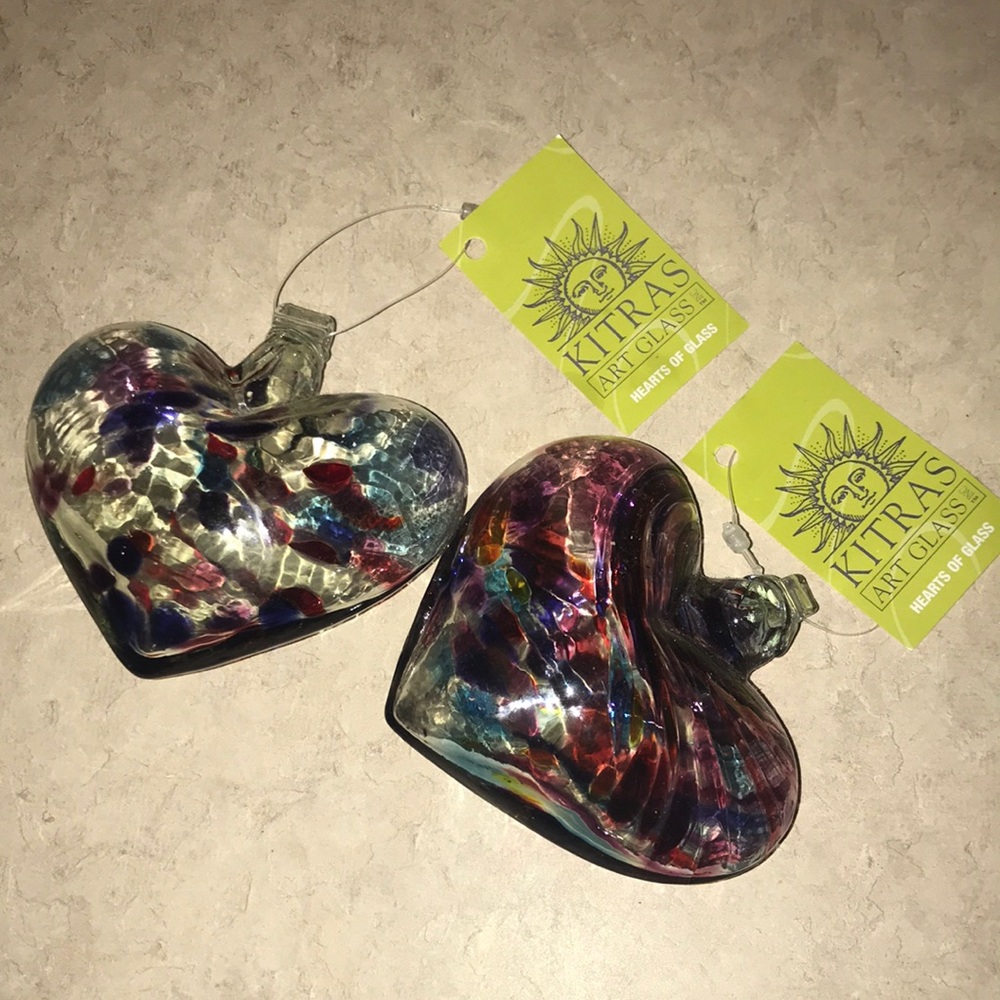 Hearts Of Glass Blown Ornaments